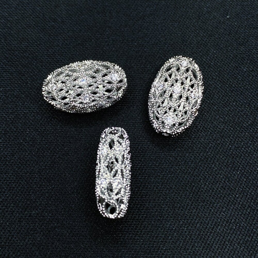 Fancy Filigree & Cubic Zircon Studded Beads